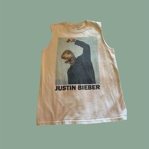 Justin Bieber Graphic Sleeveless Shirt - Cream 2016
